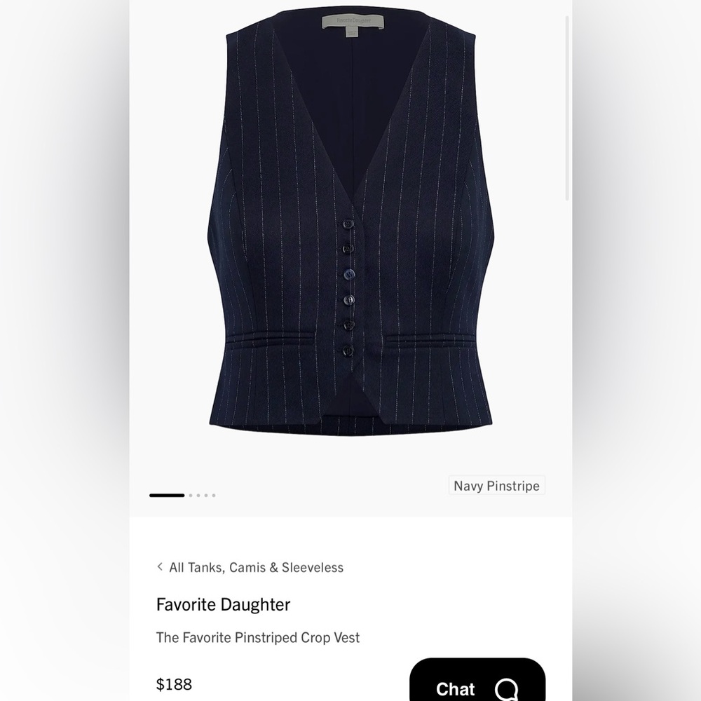 Favorite Daughter Navy Pinstripe Cropped Vest